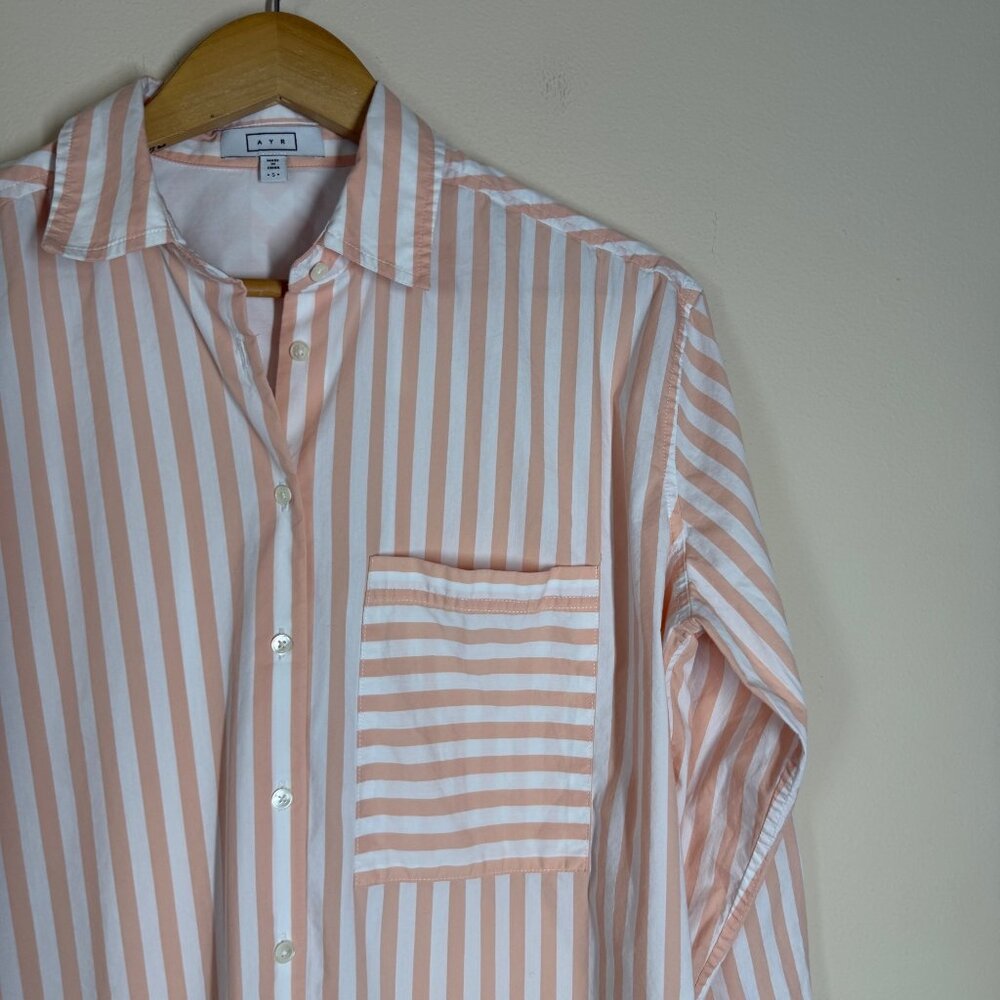 AYR The Deep End Shirt Orange Striped Size S Minimalist Capsule Preppy Work - Picture 3 of 9
